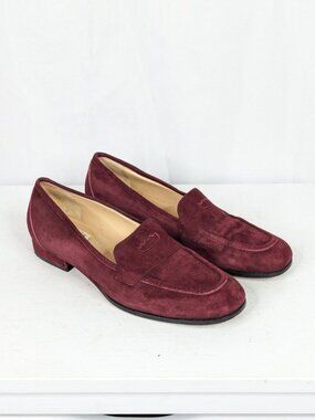 Todd Oldham Vintage Lerre Burgundy Suede Leather Loafers Size 8.5
